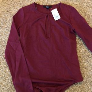 Maroon long sleeve keyhole romper